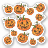 Sticker Joyeux Halloween jack-o-lanterne, tour à traiter (Devant)