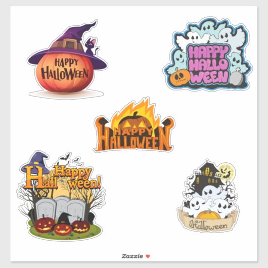Sticker Joyeux Halloween mignon (Feuille)