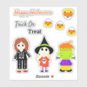 Sticker Joyeux Halloween mignonne Trick Ou Treat (Feuille)