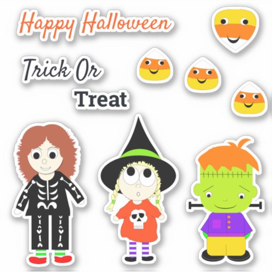 Sticker Joyeux Halloween mignonne Trick Ou Treat (Devant)