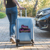 Sticker Joyeux Halloween rose et jaune chaud (Valise Insitu)