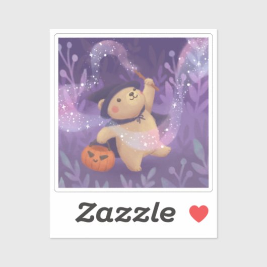 Sticker Joyeux Halloween : Teddy la sorcière (Feuille)