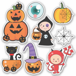 Sticker Joyeux Halloween   Tick ou traitement mignon