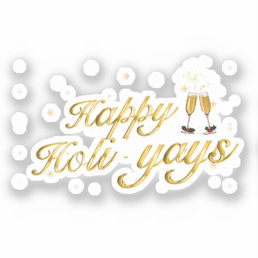 Sticker Joyeux Holi-Yays ! Design de fête (Recto)