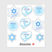 Sticker Joyeux Israel Independence Day Blue Star de David (Feuille)