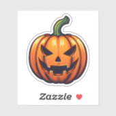 Sticker Joyeux Jack-O-Lantern Citrouille orange d'Hallowee (Feuille)
