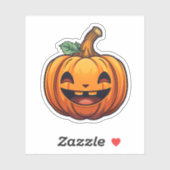 Sticker Joyeux Jack-O-Lantern mignon Citrouille orange Hal (Feuille)
