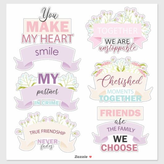 Sticker Joyeux jour d'amitié Citation (Feuille)