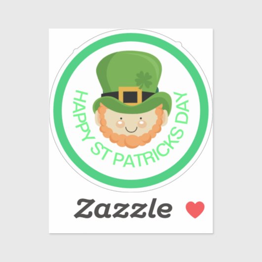 Sticker Joyeux Jour de la Saint Patrick leprechaun (Feuille)