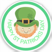 Sticker Joyeux Jour de la Saint Patrick leprechaun (Recto)