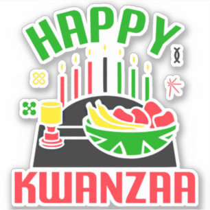 Sticker Joyeux Kwanzaa Icons Fête bougies, Kiss Cut