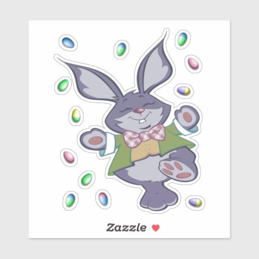 Sticker Joyeux Lapin Aux Oeufs (Feuille)