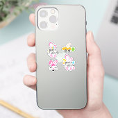 Sticker Joyeux Lapin De Pâques Cute Avec Oeufs Collection  (Téléphone)