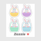 Sticker Joyeux lapin de Pâques et oeufs dans le jeu de sti (Feuille)