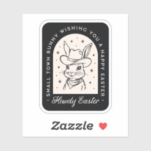 Sticker Joyeux lapin de Pâques thème western humouristique