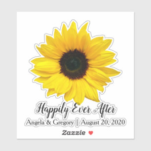 Sticker Joyeux mariage au tournesol pour toujours