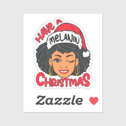 Sticker Joyeux Melanin Noël Joyeux X mas Black Sista (Feuille)