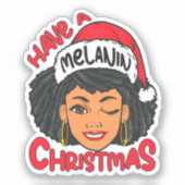 Sticker Joyeux Melanin Noël Joyeux X mas Black Sista (Recto)