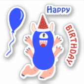 Sticker Joyeux monstre bleu (Devant)