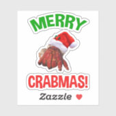 Sticker Joyeux Noël ! Amusant de crabe ermite de Noël (Feuille)