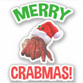Sticker Joyeux Noël ! Amusant de crabe ermite de Noël (Devant)