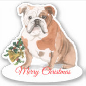Sticker Joyeux Noël Anglais Chien-taureaux Custom-Cut Viny (Devant)