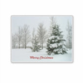 Sticker Joyeux Noël, arbres enneigés, (Devant)