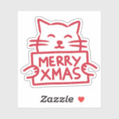 Sticker Joyeux Noël Chat Mignon (Feuille)