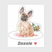Sticker Joyeux Noël Chien-taureau Français Custom-Cut Viny (Feuille)