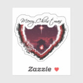 Sticker Joyeux Noël coeur natvité (Feuille)