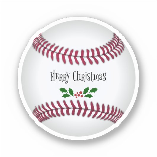 Sticker Joyeux Noël, conception de vacances de base-ball (Devant)