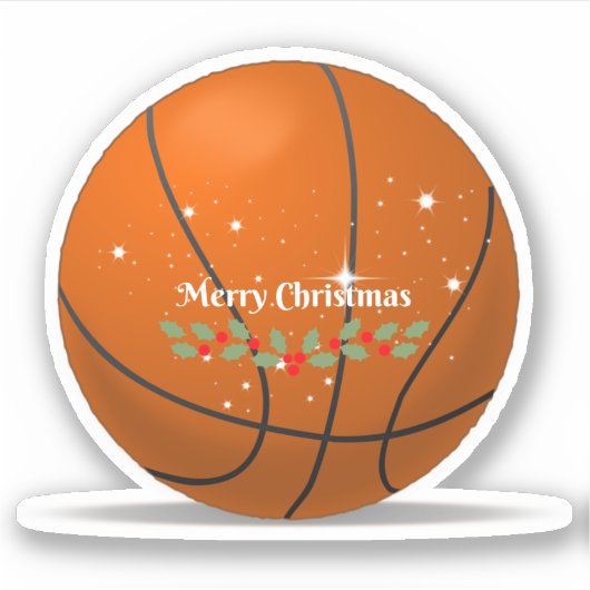 Sticker Joyeux Noël, conception de vacances de basket (Devant)