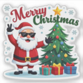 Sticker Joyeux Noël | Conception père Noël & Arborescence (Devant)