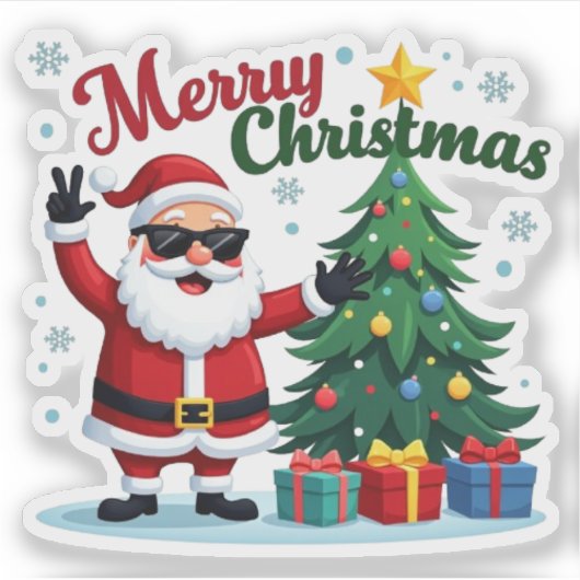 Sticker Joyeux Noël | Conception père Noël & Arborescence (Devant)