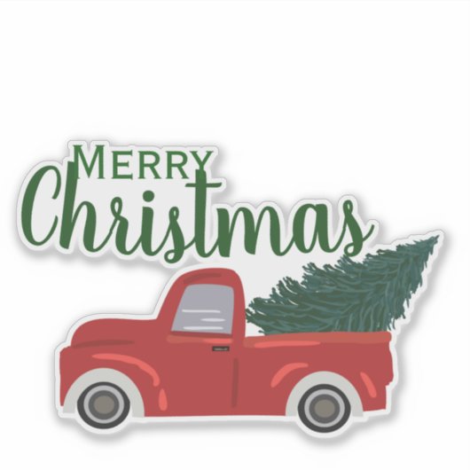 Sticker Joyeux Noël de camion rouge (Devant)
