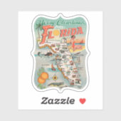 Sticker Joyeux Noël depuis la Floride Rétro (Feuille)