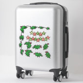 Sticker Joyeux Noël Etoiles Holly Berries Frontière (Sur valise)