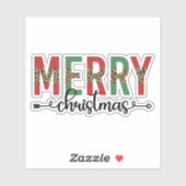 Sticker Joyeux Noël Famille Noël Fête Cadeaux (Feuille)