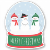Sticker Joyeux Noël Globe des neiges Snowmen (Devant)