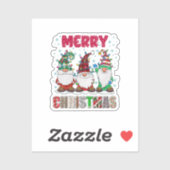 Sticker Joyeux Noël Gnome Famille Funny Jeu de Noël Arbre (Feuille)