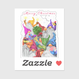 Sticker Joyeux Noël Gnome Party Dessin amusant 