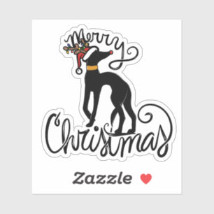 Sticker Joyeux Noël Greyhound Reindeer
