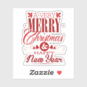 Sticker Joyeux Noël Joyeux Bonne Année (Feuille)