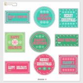 Sticker Joyeux Noël Joyeux Bonnes Fêtes de vacances (Feuille)