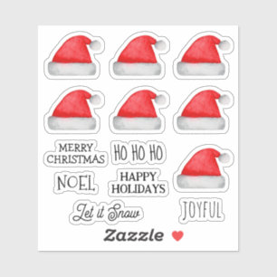 Sticker Joyeux Noël. Joyeux casquette rouge du Père Noël