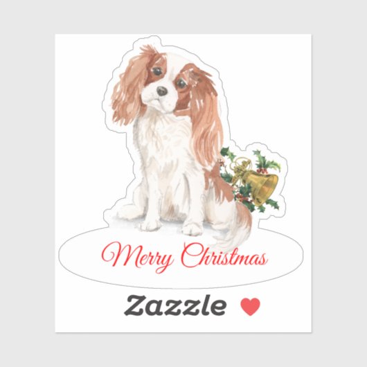 Sticker Joyeux Noël K Charles Spaniel Custom-Cut Vinyl (Feuille)