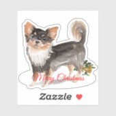 Sticker Joyeux Noël Long H. Chihuahua Custom-Cut Vinyl (Feuille)