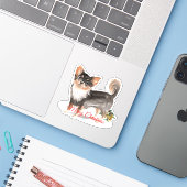 Sticker Joyeux Noël Long H. Chihuahua Custom-Cut Vinyl (Ordinateur portable avec iPhone)