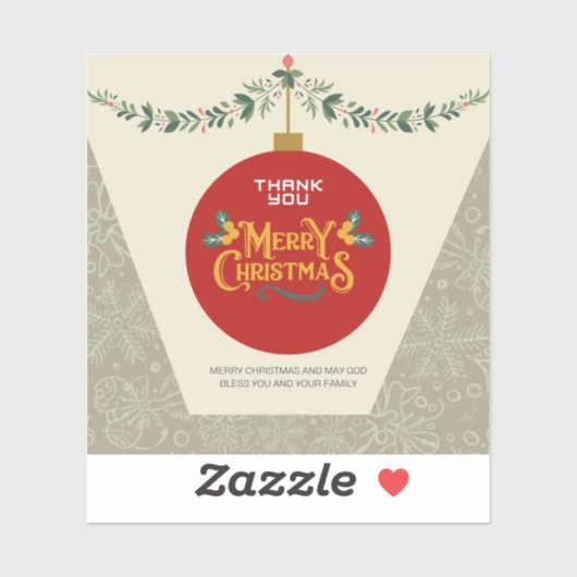 Sticker Joyeux Noël & Merci (Feuille)