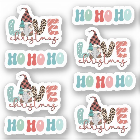 Sticker Joyeux Noël mignon empreinte de léopard bleu rouge (Devant)